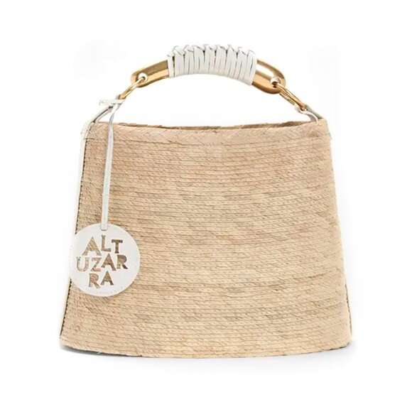 Altuzarra Watermill Straw Metal Handle Mini Bag – Natural/White - Picture 1 of 10